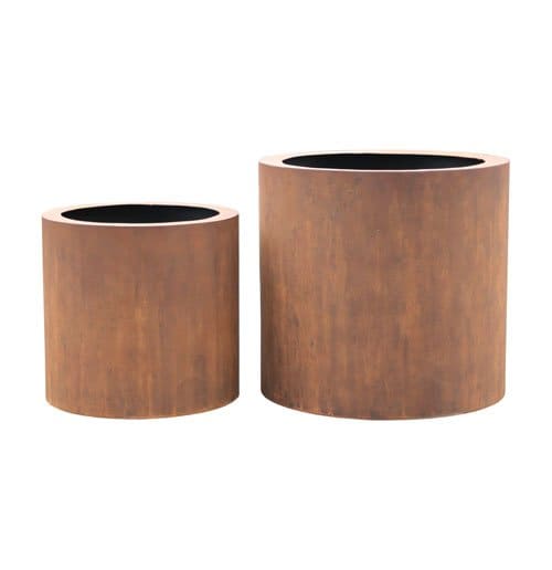 Anamese Korten Steel Planters - Tall Round