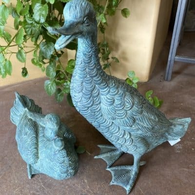 Large Bronze Duck Statues (Set of 2)