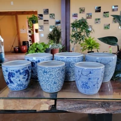 Campania Cylinder Planter - Blue/White
