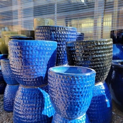 Campania Dimple Glaze Planter - Blue