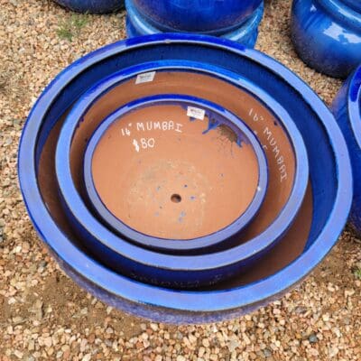 Lotus Mumbai Low Bowl Planter - Blue