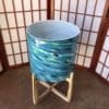 Blue Hand-Blown Glass Planter w/ Stand - Image 2