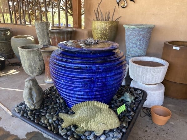 Blue ribbed Jar Fountain