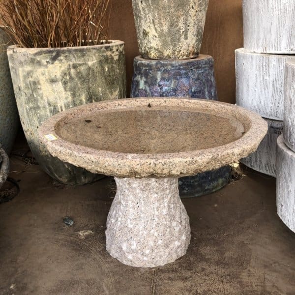 Gold Granite Low Plume Birdbath