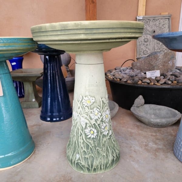 Daisy Hand-Painted Birdbath