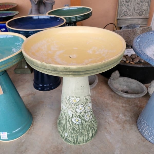 Daisy Hand-Painted Birdbath - Image 3