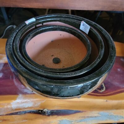 Lotus Mumbai Low Bowl Planter - Black