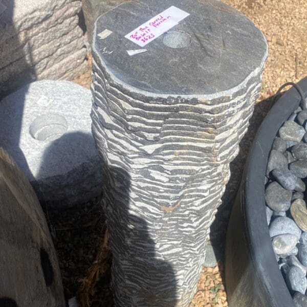 Basalt carved thin 30 inch fountain