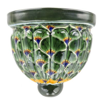 Talavera Peacock Wall Fountain Green